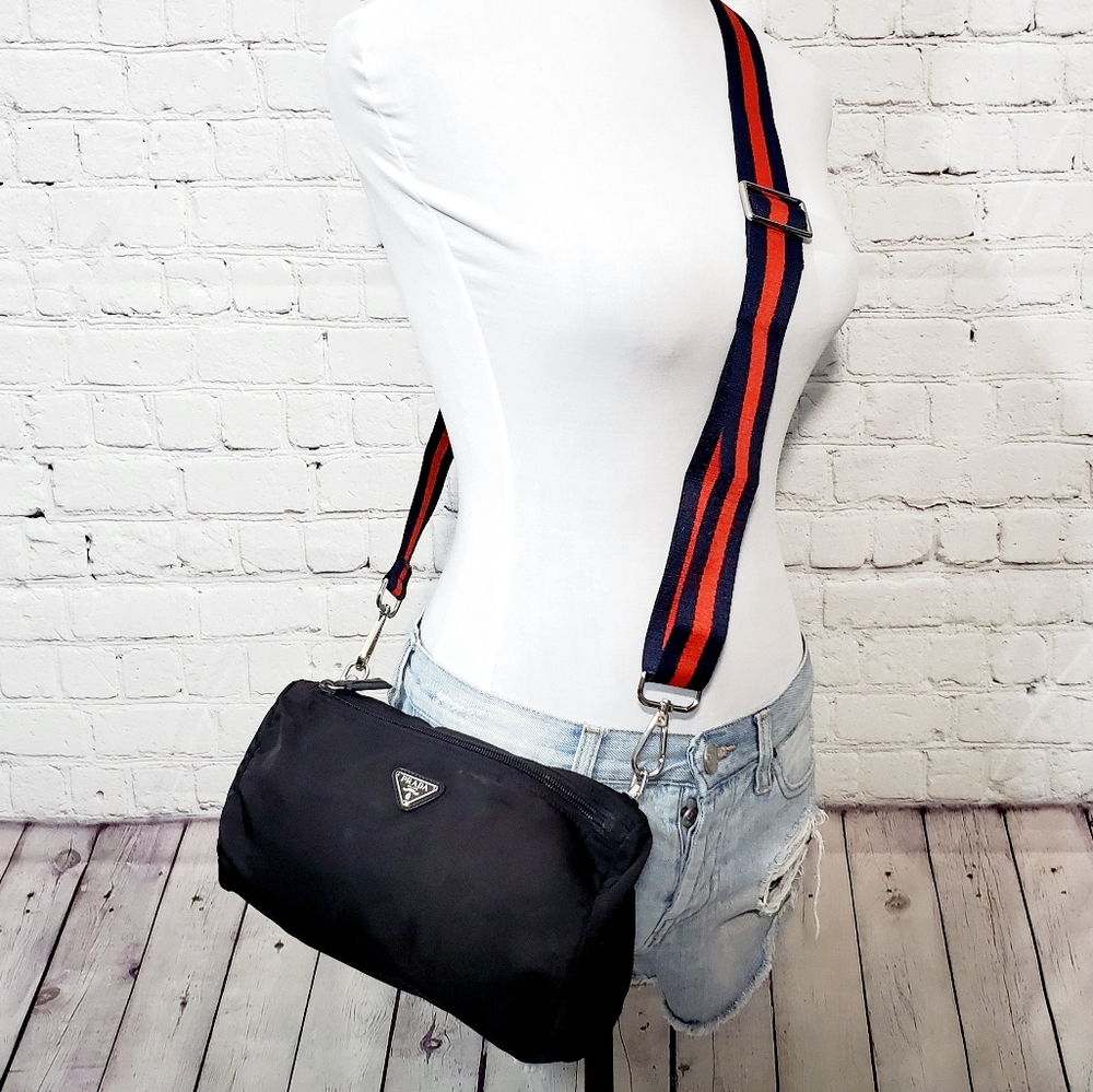 Prada auth black nylon pouch crossbody bag w strap - Picture 2 of 15